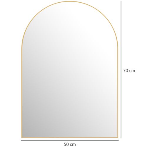 Petit Miroir Mural Vintage - Cadre Cuivre Ovale Arqué - 21,5 X 17 Cm