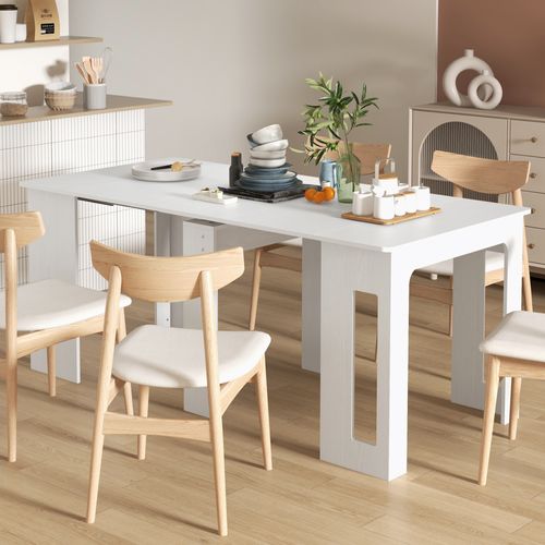 Table Console Extensible 6 Personnes Avec Rallonges Intégrées Blanc