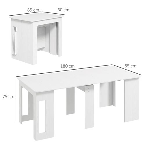 Table Console Extensible 6 Personnes Avec Rallonges Intégrées Blanc