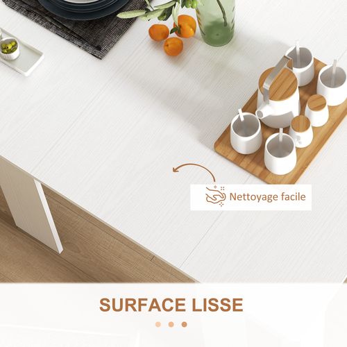 Table Console Extensible 6 Personnes Avec Rallonges Intégrées Blanc