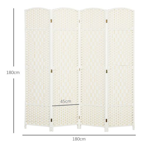 Paravent Intérieur En Bois 4 Panneaux 180 X 180 Cm Séparateur De Pièce Pliable Bois