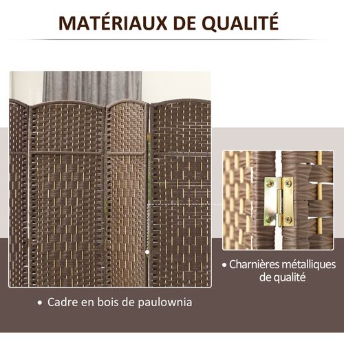 Paravent Intérieur En Bois 4 Panneaux 180 X 180 Cm Séparateur De Pièce Pliable Bois