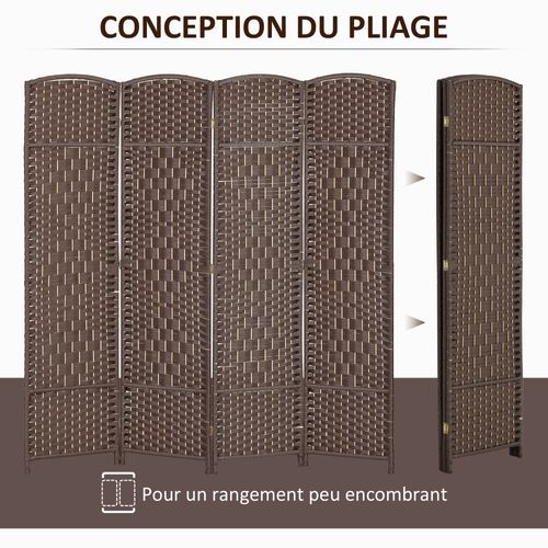 Paravent Intérieur En Bois 4 Panneaux 180 X 180 Cm Séparateur De Pièce Pliable Bois