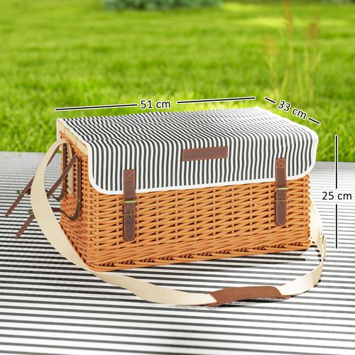 Panier De Pique-nique En Osier Avec Petite Table Et Accessoires