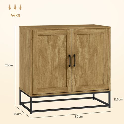 Buffet Effet Bois Exotique 2 Portes étagère Métal Noir