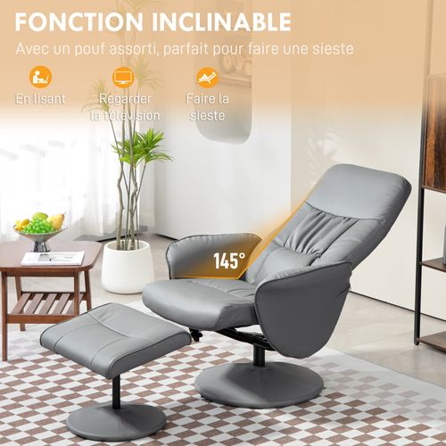 Fauteuil Relax Inclinable Pivotant Avec Repose-pied
