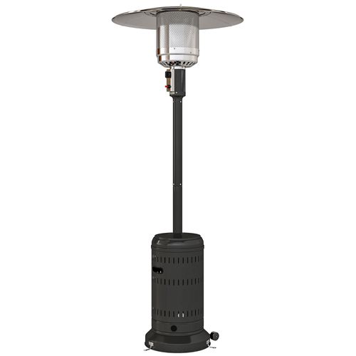 Parasol Chauffant Gaz Mobile 11 Kw Allumage Piézo H.223cm Métal Noir Alu.
