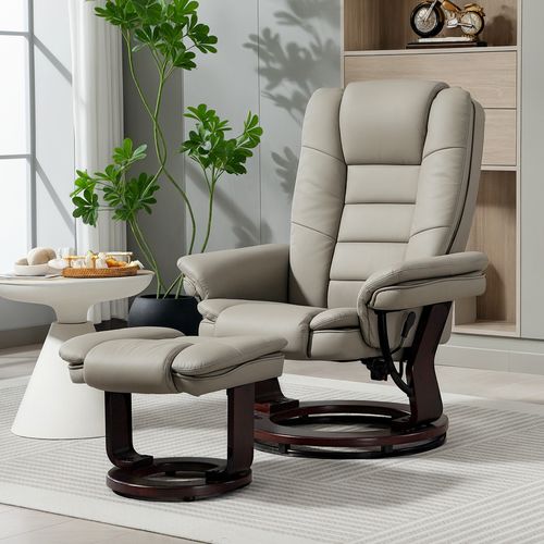 Fauteuil De Relaxation Inclinable Pivotant Avec Repose-pied Pu