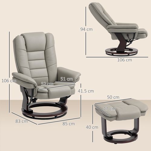 Fauteuil De Relaxation Inclinable Pivotant Avec Repose-pied Pu