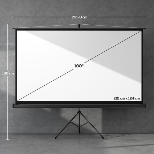 écran De Projection 16:9 100 Pouces Avec Support Trépied Réglable
