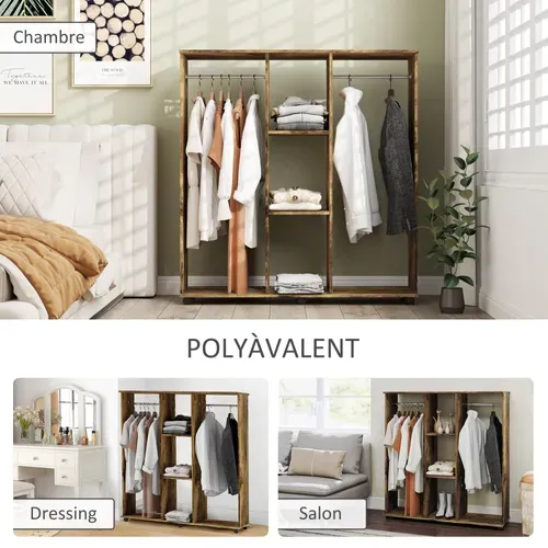 Armoire Penderie 120l X 40l X 128h Cm Aspect Bois