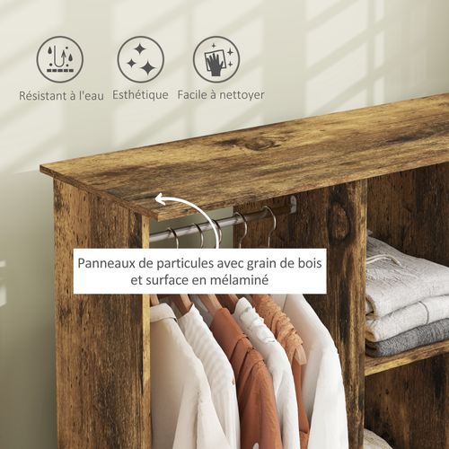 Armoire Penderie 120l X 40l X 128h Cm Aspect Bois