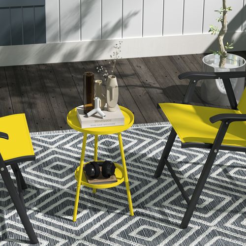 Table D'appoint De Jardin Ronde 2 Niveaux Métal