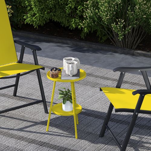 Table D'appoint De Jardin Ronde 2 Niveaux Métal