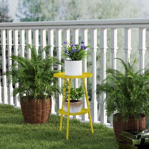 Table D'appoint De Jardin Ronde 2 Niveaux Métal