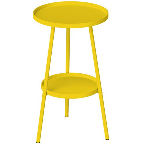 Table D'appoint De Jardin Ronde 2 Niveaux Métal