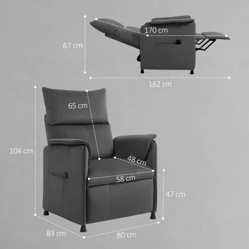 Fauteuil Relax électrique Inclinable Repose-pieds Rétractable Velours