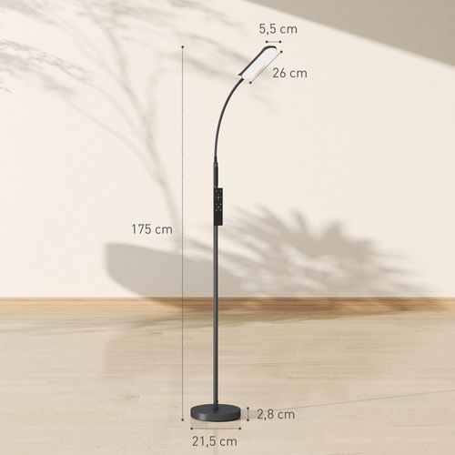 Lampadaire LED Dimmable Réglable Avec Télécommande H.175 Cm Noir
