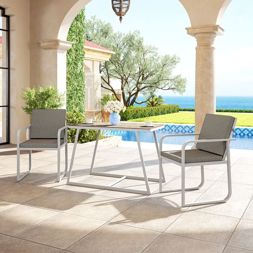 Salon De Jardin Design Relax 2 Personnes 3 Pièces Coussins Déhoussables Gris