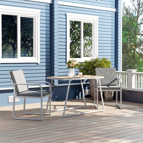 Salon De Jardin Design Relax 2 Personnes 3 Pièces Coussins Déhoussables Gris