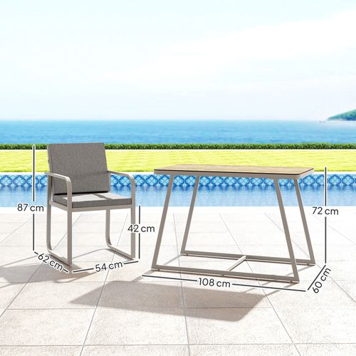 Salon De Jardin Design Relax 2 Personnes 3 Pièces Coussins Déhoussables Gris
