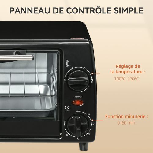 Mini Four électrique 750w 10l - Grille, Plateau - 100-230°c, Timer