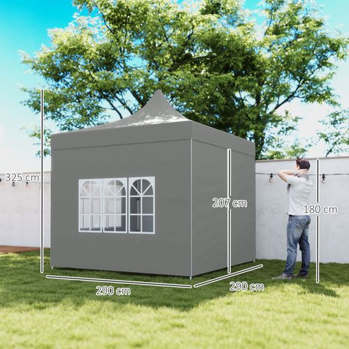 Tonnelle Barnum Pop-up 3 X 3 M 3 Fenêtres Sac Transport Gris