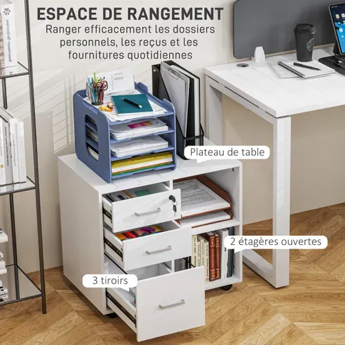 Meuble Imprimante Mobile Caisson De Bureau Blanc