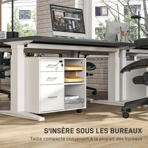 Meuble Imprimante Mobile Caisson De Bureau Blanc