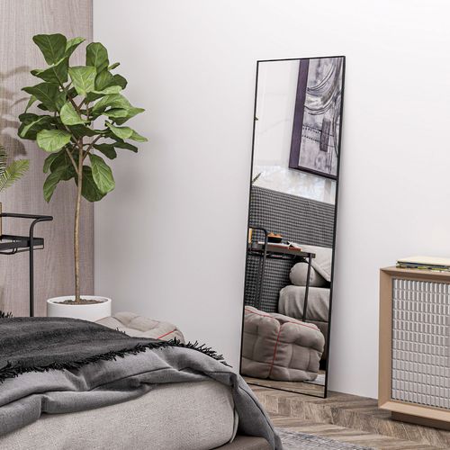 Grand Miroir Pleine Longueur Rectangulaire 50 X 160 Cm - Miroir Sur Pied Ou Mural - Noir