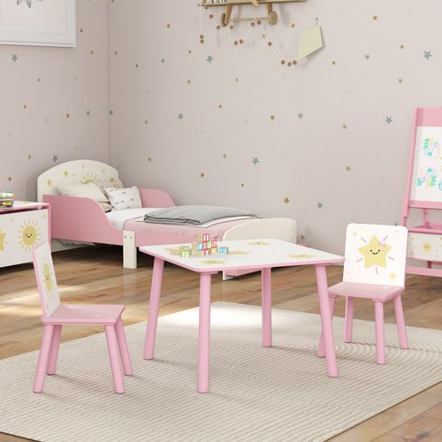 Ensemble Table Et Chaises Enfant Design étoiles Soleil Bois Pin Mdf Blanc Rose