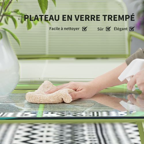 Salon De Jardin Style Acapulco 4 Places 4 Pièces Résine Filaire Vert