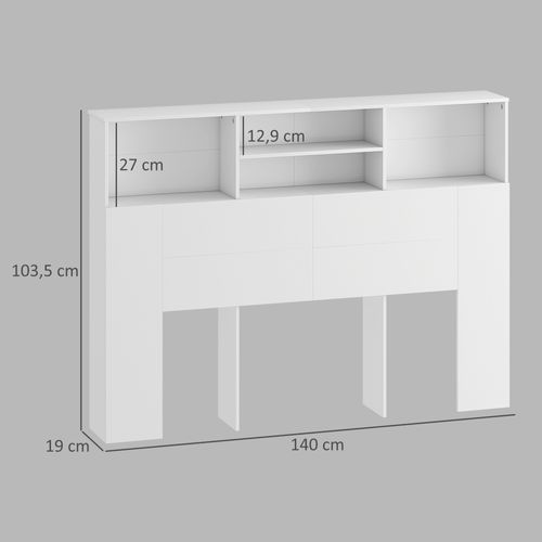 Tête De Lit Avec Rangement 140 Cm - 4 Niches, Grande étagère