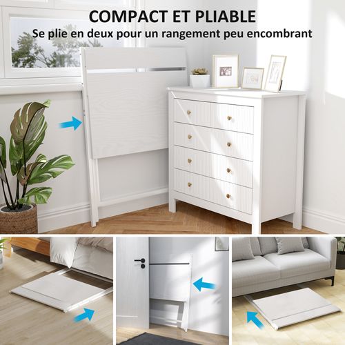 Bureau Informatique Design Pliable Avec Étagère Haute Blanc