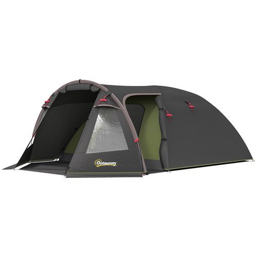 Tente Camping 6 Places - Tente Tunnel Familiale - Sac Inclus - Noir