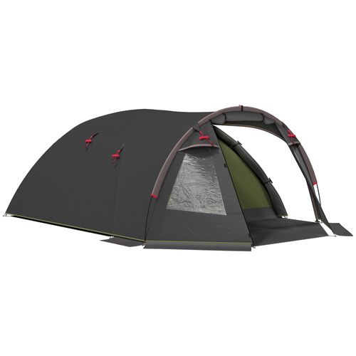 Tente Camping 6 Places - Tente Tunnel Familiale - Sac Inclus - Noir