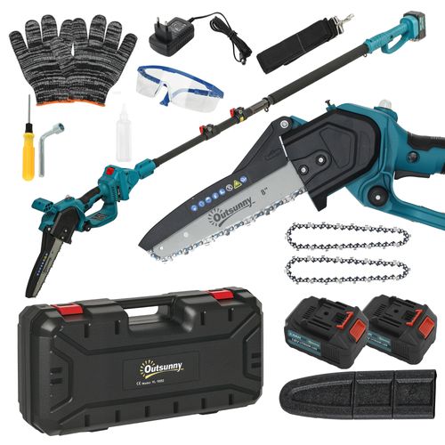 Mini Tronçonneuse Sans Fil 580w 18v 8 Pouces Kit Complet Bleu