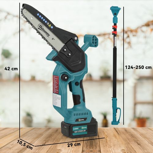 Mini Tronçonneuse Sans Fil 580w 18v 8 Pouces Kit Complet Bleu