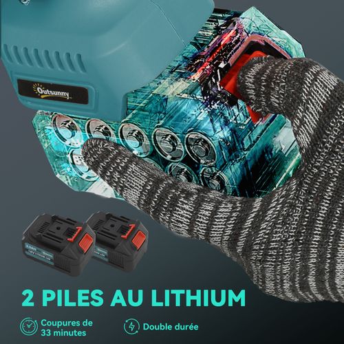 Mini Tronçonneuse Sans Fil 580w 18v 8 Pouces Kit Complet Bleu
