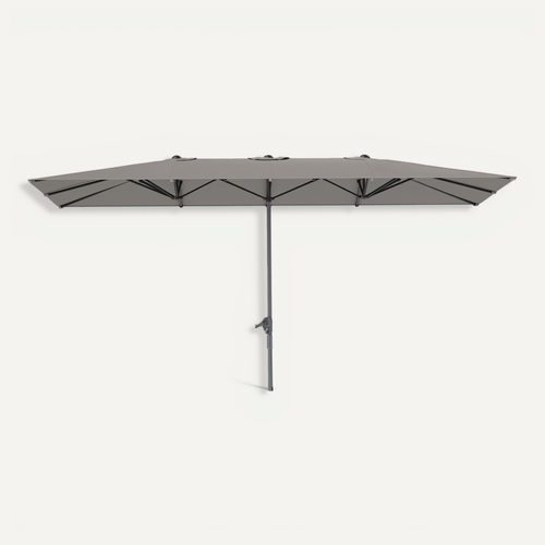 Parasol De Jardin Grande Taille Dim. 4,51 X 2,64 M Manivelle Upf 50+ Gris