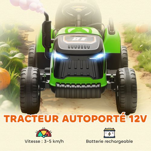 ELEMARA 24V 9AH Tracteur Electrique Enfant avec remorque Amovible Facile,400W Motors Voiture électrique Enfant, Jouet Tracteur Electrique,Ceinture de sécurité à 3 Points pour Les âges 3 +, Rouge