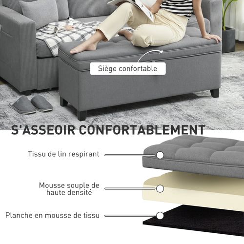 Banquette Bout De Lit Coffre Design Chesterfield Dim. 120 X 40 X 48 Cm Tissu