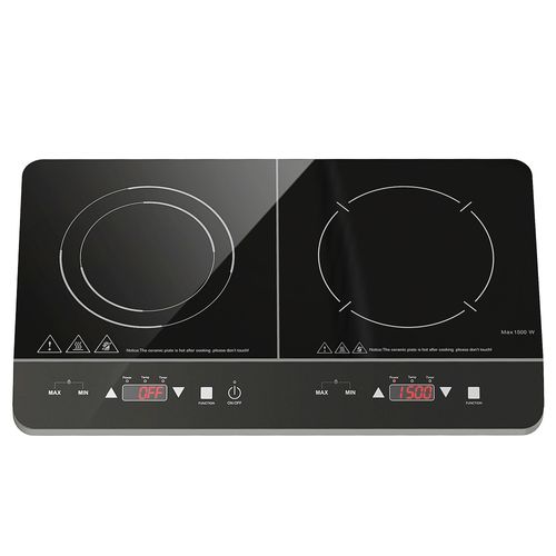 Plaque à Induction Portable 2 Feux 3500w Réglable Noir