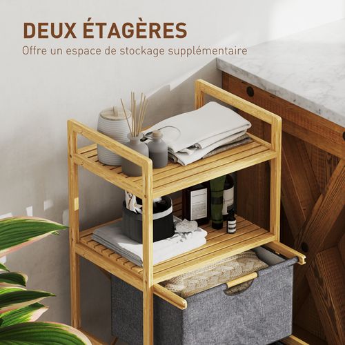 Paner à Lnge 140 L 2 Bacs Amovbles Bambou Grs Anthracte - RTA