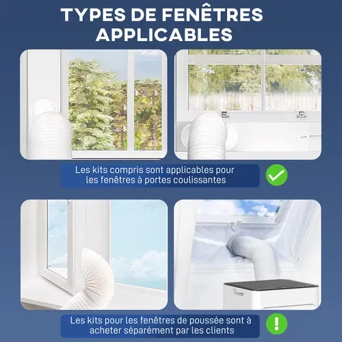 Climatiseur Mobile 7000btu 3 En 1 Télécommande Kit Évacuation Inclus Blanc