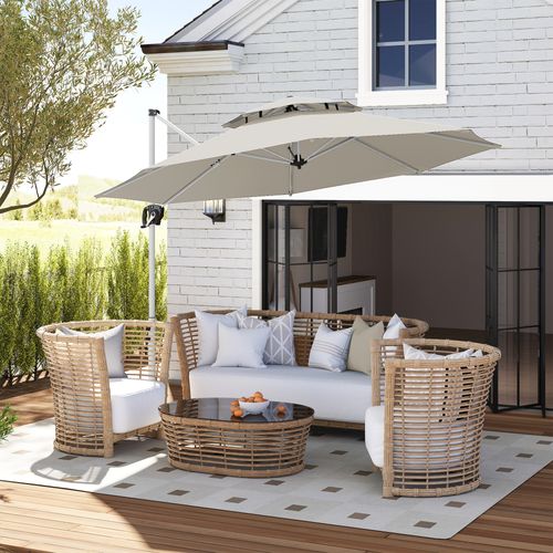 Parasol Déporté Octogonal Inclinable Rotatif Dia. 3 X 2,5 M Gris Clair