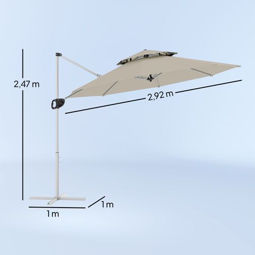 Parasol Déporté Octogonal Inclinable Rotatif Dia. 3 X 2,5 M Gris Clair