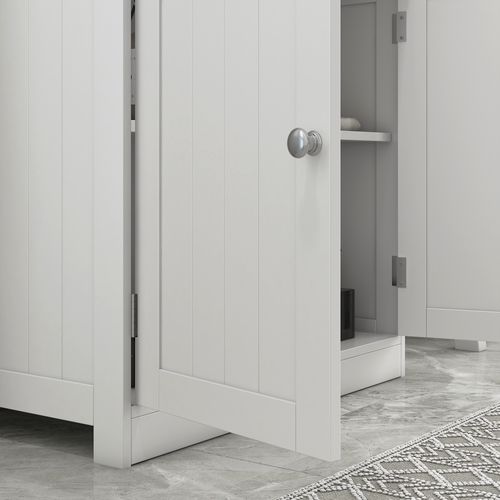 Meuble Sous Vasque Effet Lambris 2 Portes étagère Blanc