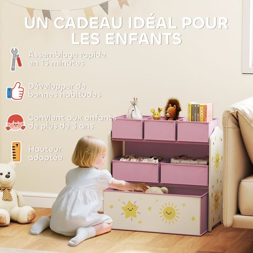 étagère De Rangement Enfant Design étoile Et Soleil - 6 Tiroirs
