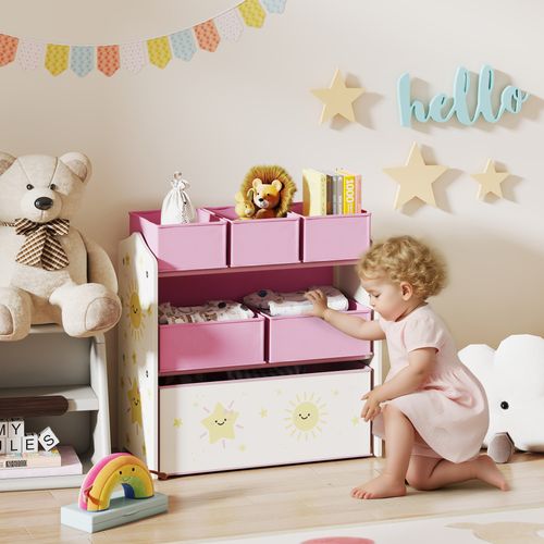 étagère De Rangement Enfant Design étoile Et Soleil - 6 Tiroirs